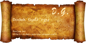 Dodek György névjegykártya